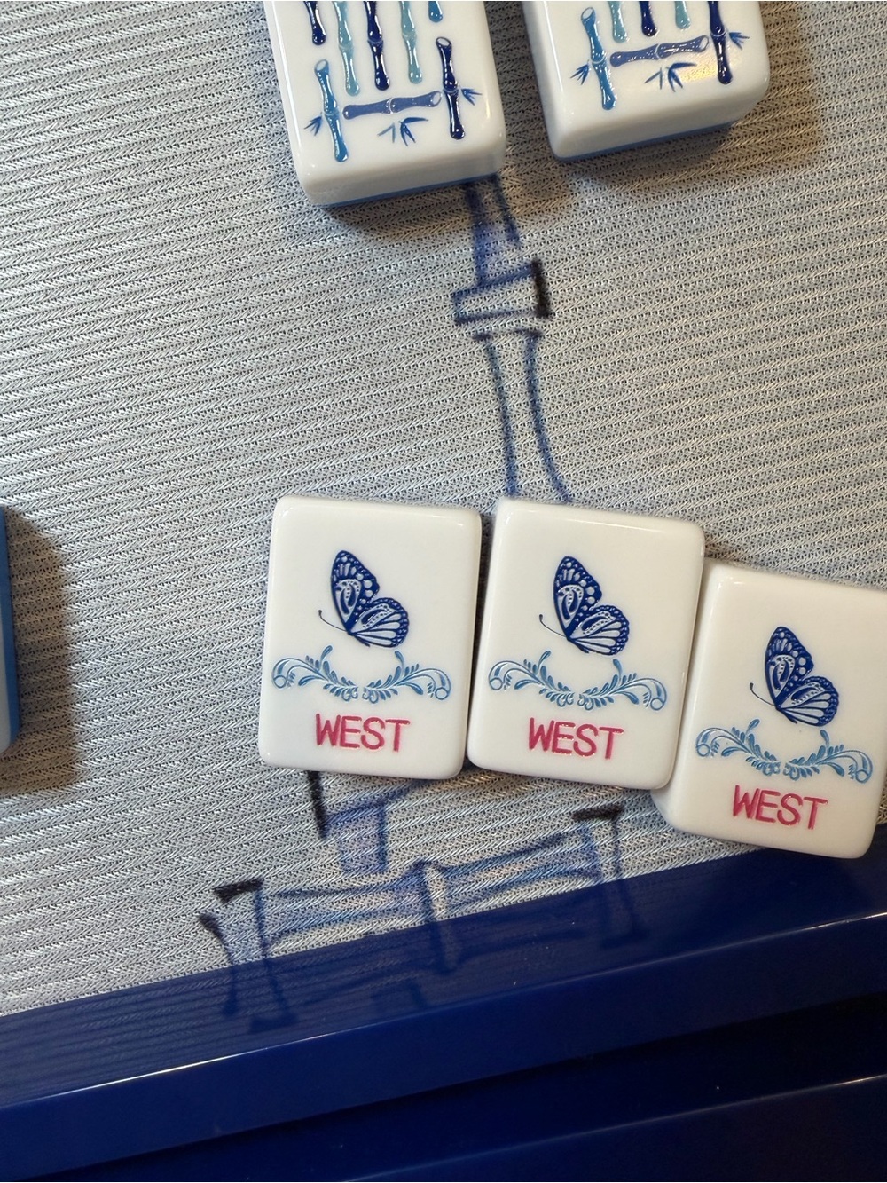Mahjong set 160 tiles  Comes with blanks. Lovely Blue and white Chinoiserie - Picture 10 of 12